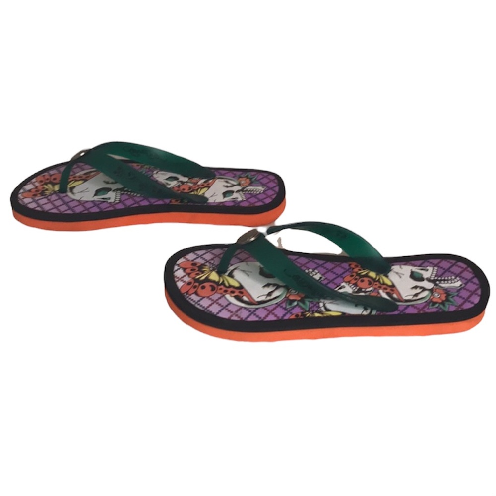 Ed Hardy Butterflies & Skulls Flip Flops Sandals Size 5 NEW - Picture 5 of 14
